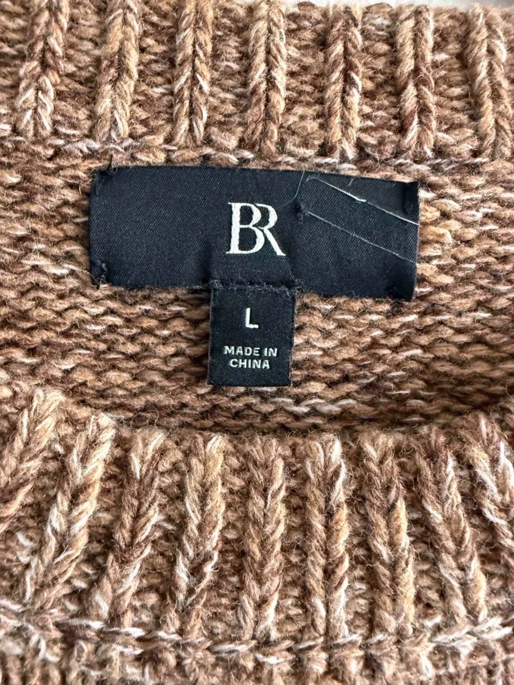 Banana Republic Marled Wool Blend Crew Neck Sweater Vicuna Brown XL